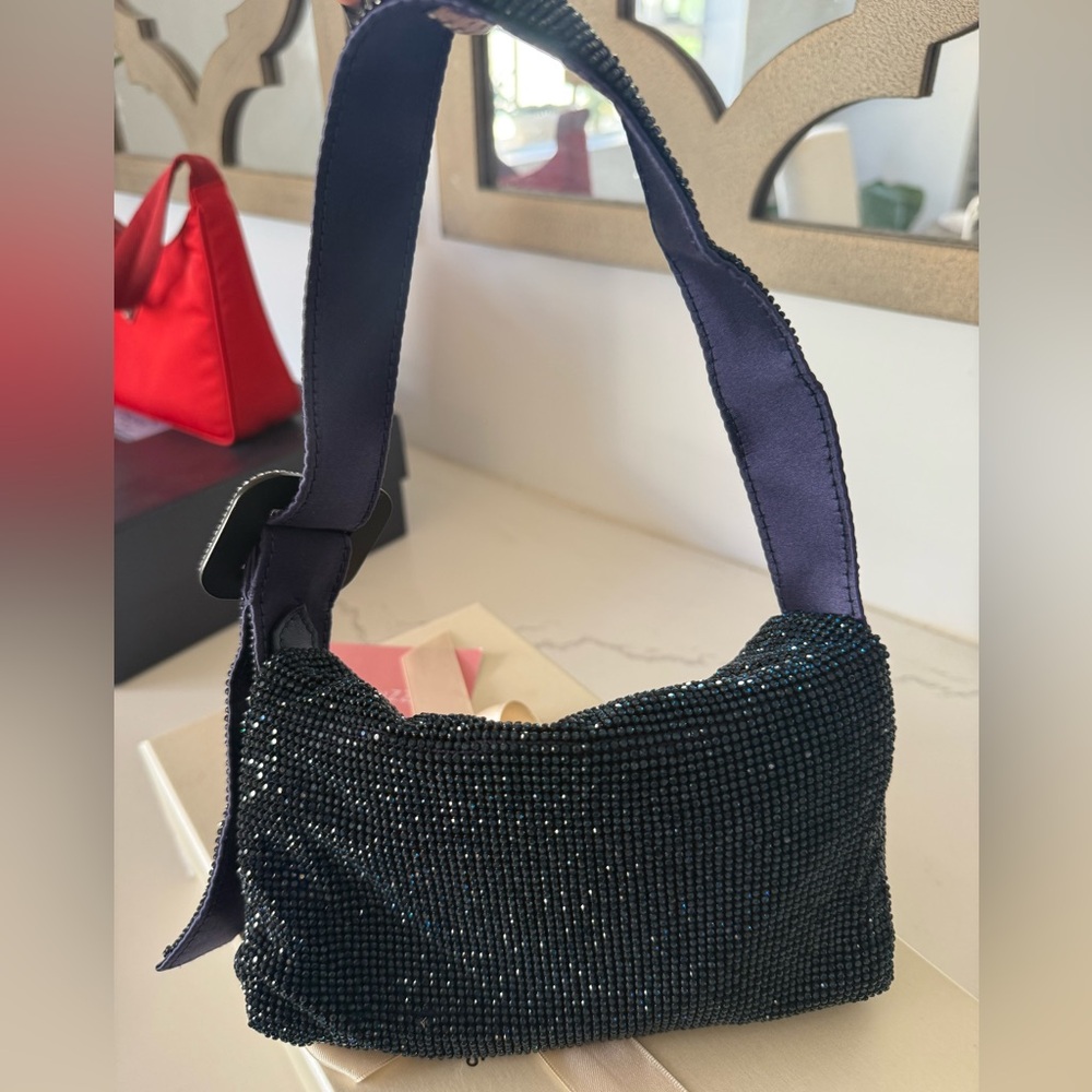 Benedetta Bruzziches le mignon Vitty mini beaded bag dark blue - Picture 6 of 13